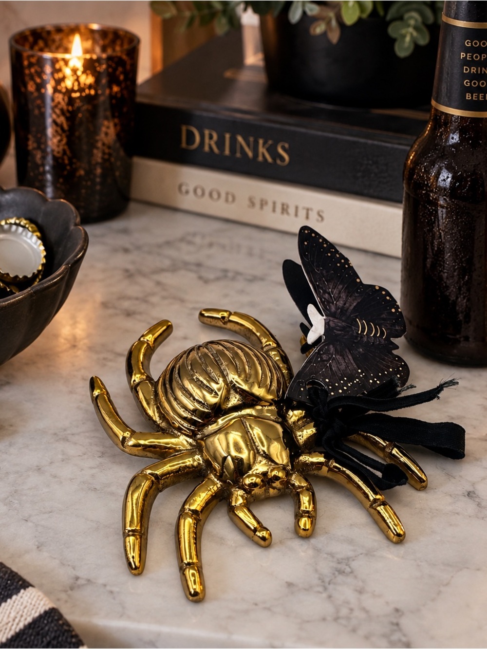 Anthropologie Catherine Martin Gold Spider Bottle Opener Halloween Barware NWT